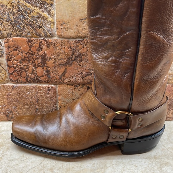 Acme Men Vintage Boots Biker Motorcycle Tall Leather Cowboy USA Brown Size 10.5D - Picture 6 of 16